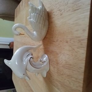 Lenox small figurines Dolphin and Swan